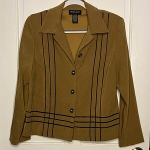 Vintage Women's Tan Blazer with Black Stripes